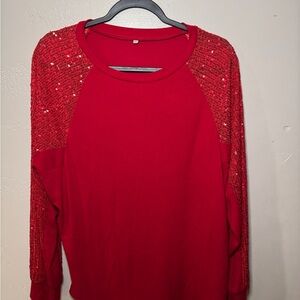 Elegant Red Sequin Women's Top